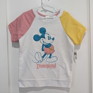 Disney Mickey Mouse Pink and Yellow Sleeve Shirt Colorblock Sparkle